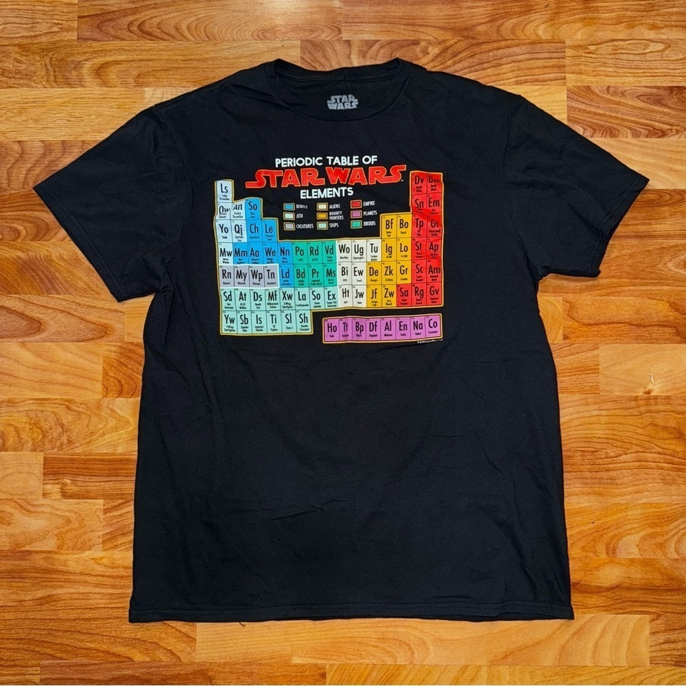 Star Wars Periodic Table of Elements T Shirt Size Large Black Graphic Print Tee